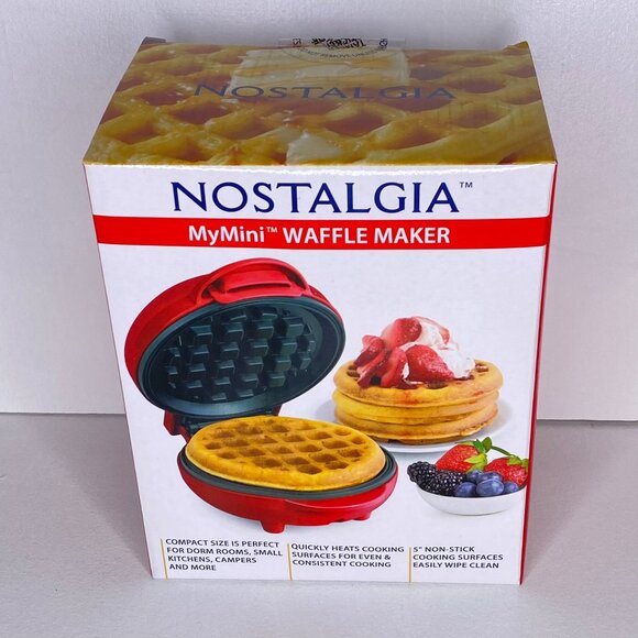 Nostalgia My Mini Personal Electric Waffle Maker 5" - Red - Picture 1 of 5